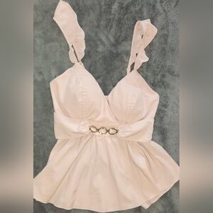 Elegant Light Cream Ruffle Top